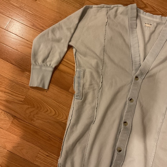 We The Free People light blue Long Button Cardigan Sweater oversized XL NWOT - Picture 11 of 16